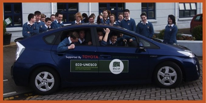 Eco Unesco Visit Desmond College in Electric Car