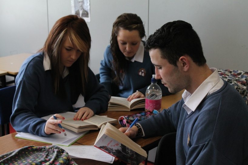 Students in Desmond College Post Primary School reading as part of the Learning Schools Project