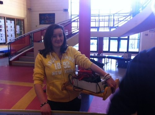 A Desmond College student packing her project for the BT Young Scientists Competition in Dublin last week