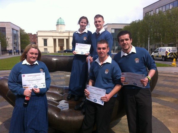 Leaving Certificate Students from Desmond College Limerick with their certificates: Schools Business Partnership Presentation Ceremony