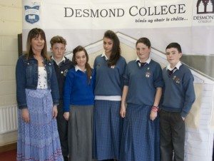Desmond College Student Awards 2014 : 1st year and second year students with deputy principal Elizabeth Cregan