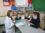 Desmond College Young Scientist Students Explaining Science Experiments to Ashford National School Students