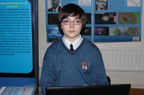 Ben Montgomery presents his project “Self Similar Sierpinski Fractals” at the launch of Young Scientist Week in Desmond College.