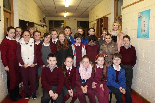 Students from Killoughteeen N.S. who were supported by Staff and Students from Desmond College, with their Young Scientist Project which investigates the different insulating ability of numerous cup types.