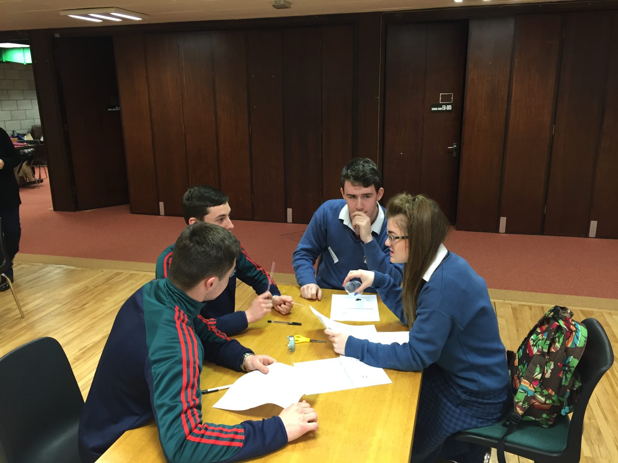Eoin Considine, Conor Kennedy, Liam Dowling and Claire Mortell use their skills of inquiry at the University of Limerick