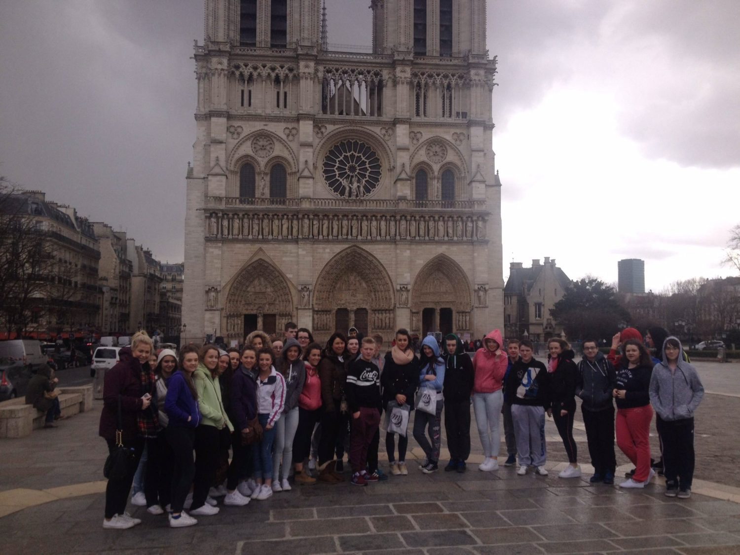 The Desmond College French Tour Group visits the Famous Notre Dame in Paris