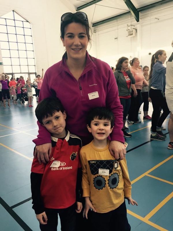 Ms Guiry with her two boys who participated in the event