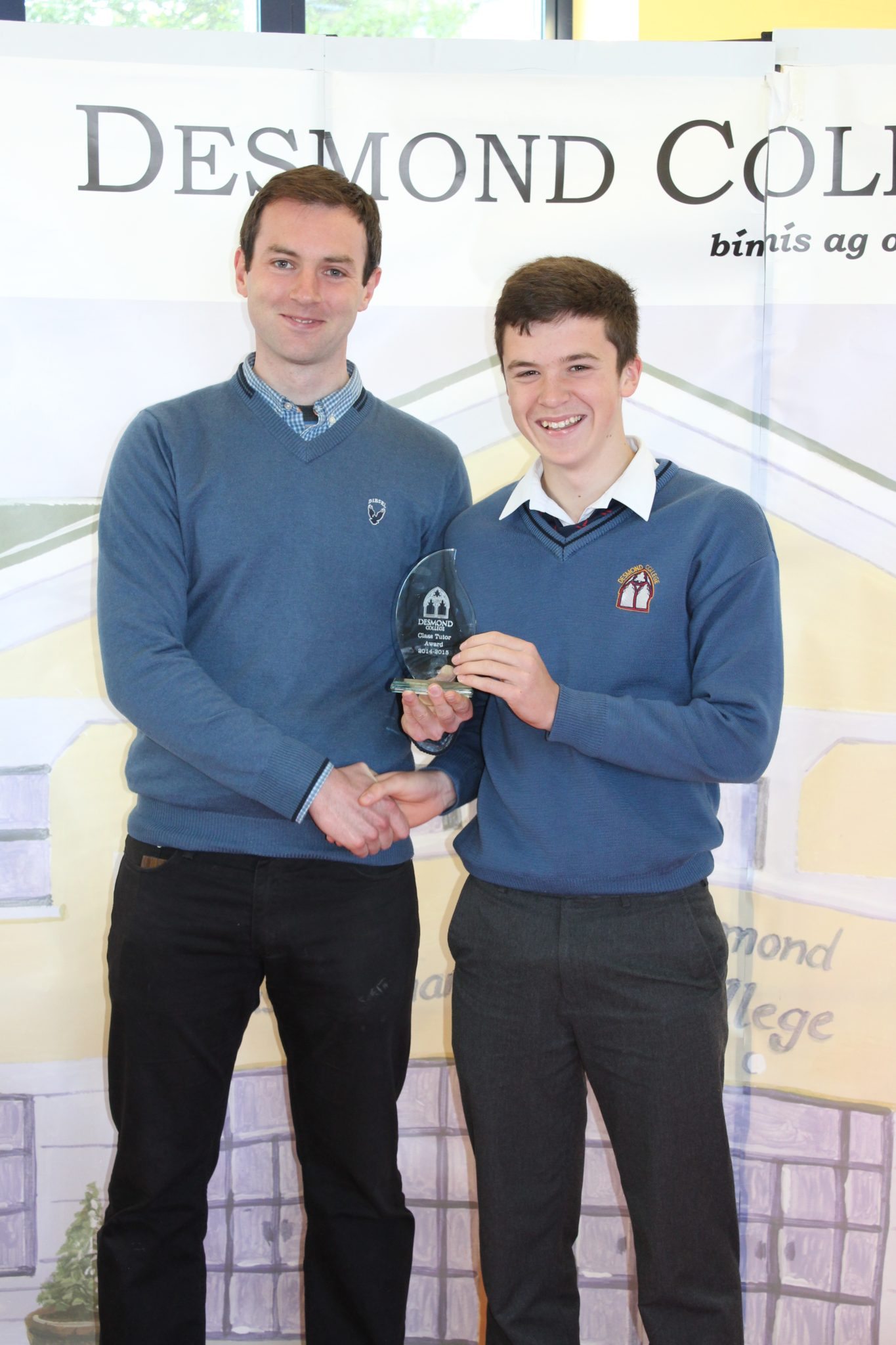 Desmond College Student Awards: May 2015: TUTOR AWARDS 5th Year : Mr Bourke with Eoghan McMahon
