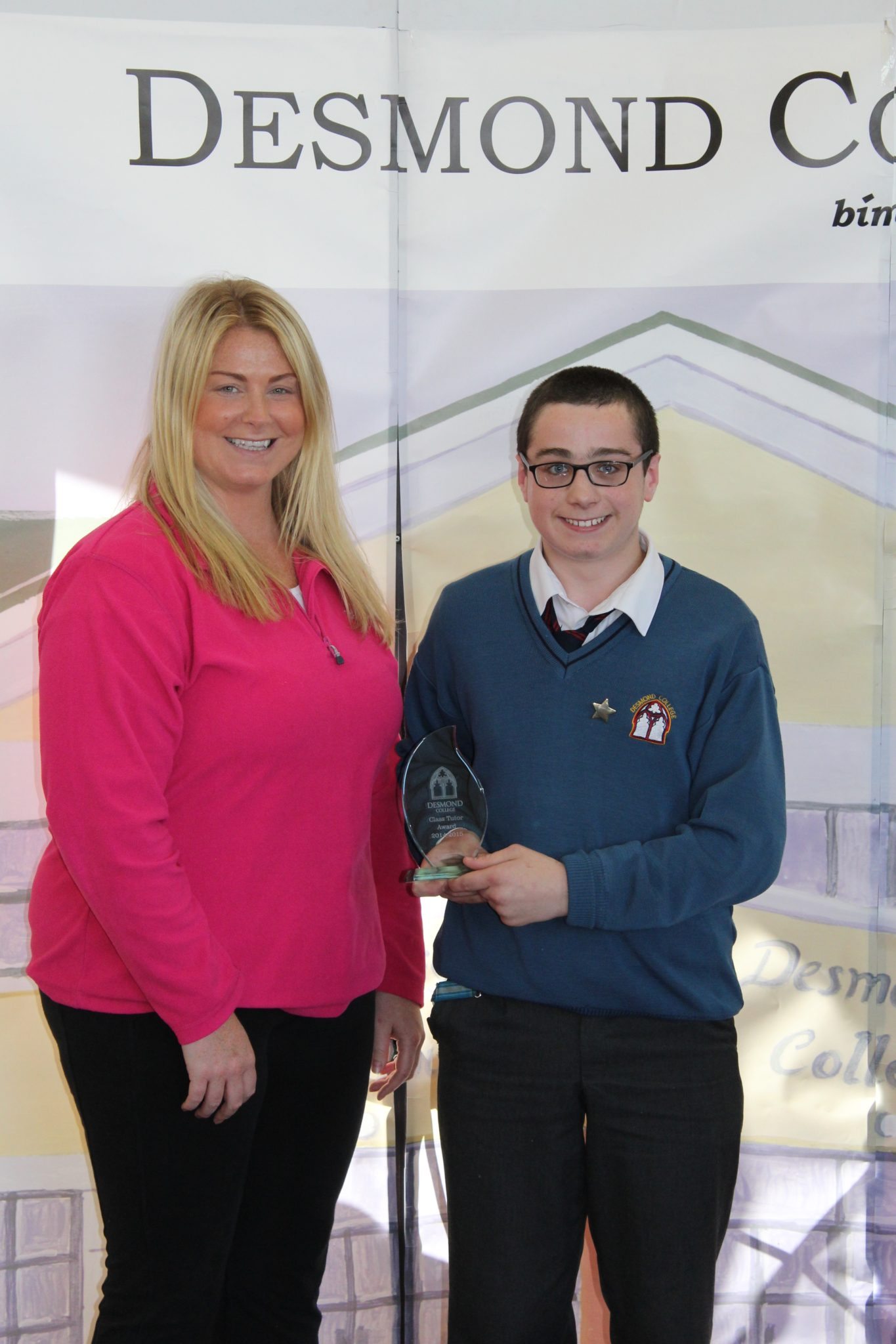 Desmond College Student Awards: May 2015: TUTOR AWARDS 2nd Year : Ms Ryan with Jeremiah Cahill