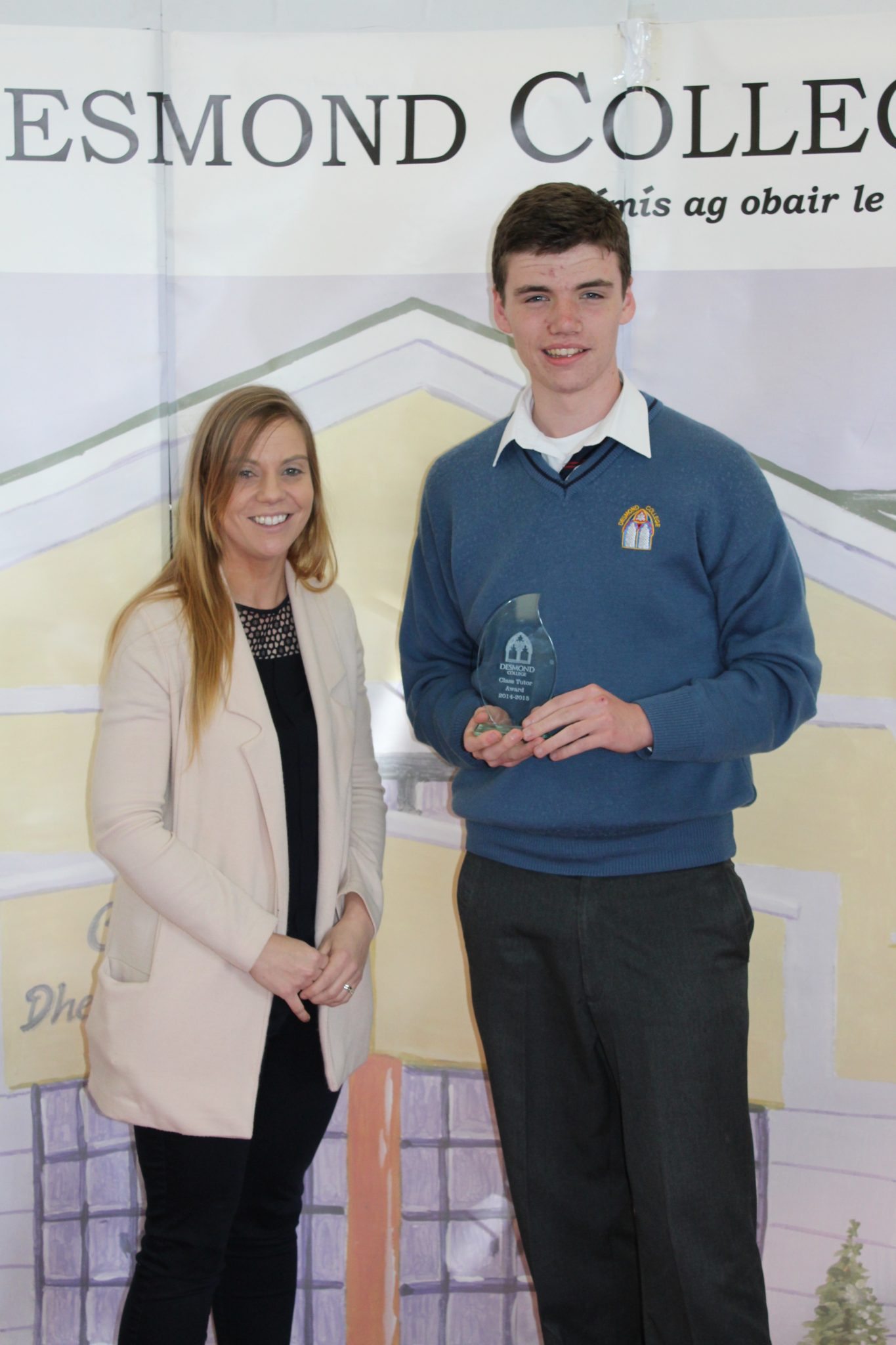 Desmond College Student Awards: May 2015: TUTOR AWARDS 3rd Year : Ms Corkery with Mark Cahill