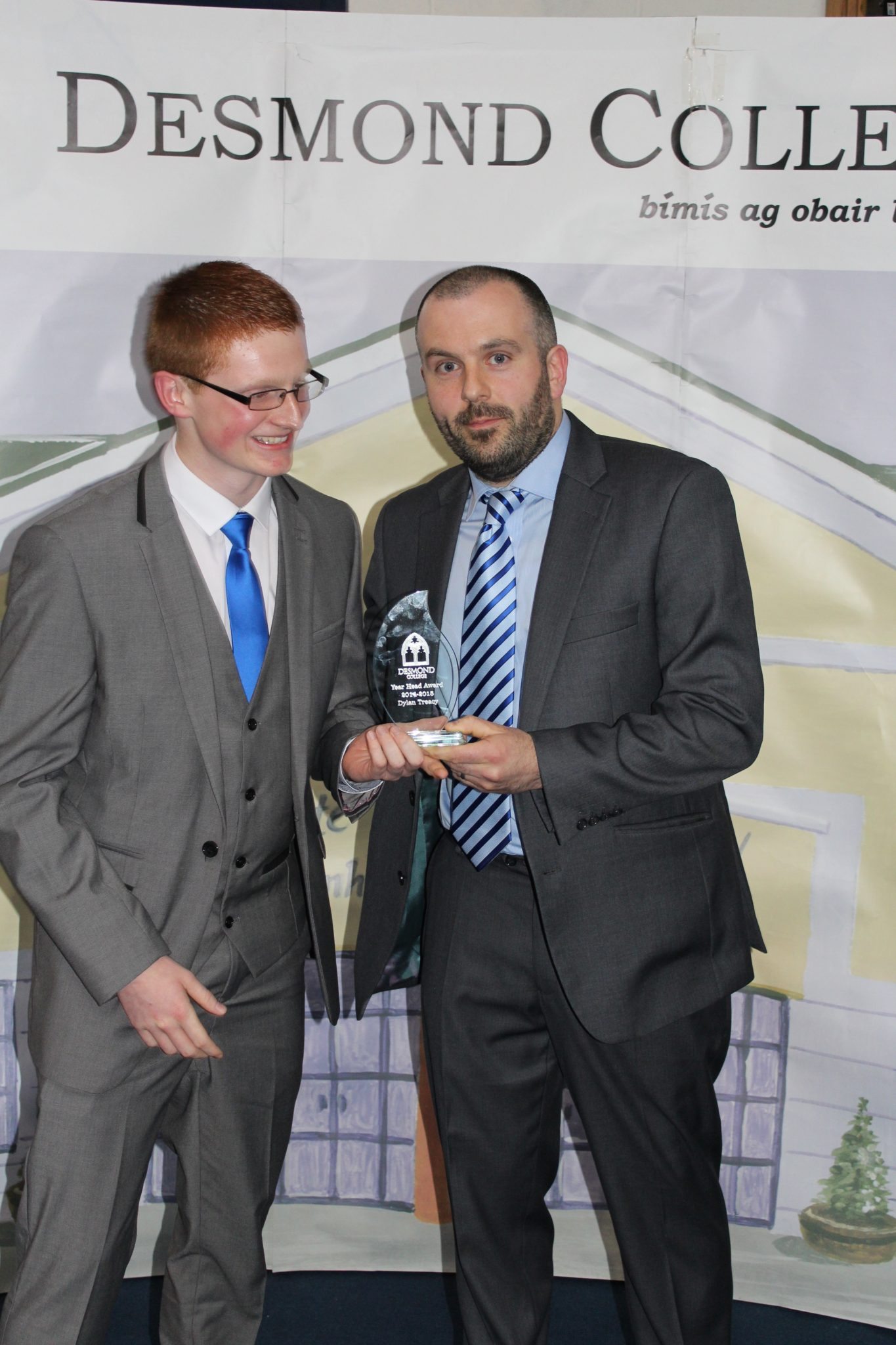 Desmond College Leaving Certificate Graduation 2015: Year Head Award: Dylan Teacy with Mr Culhane