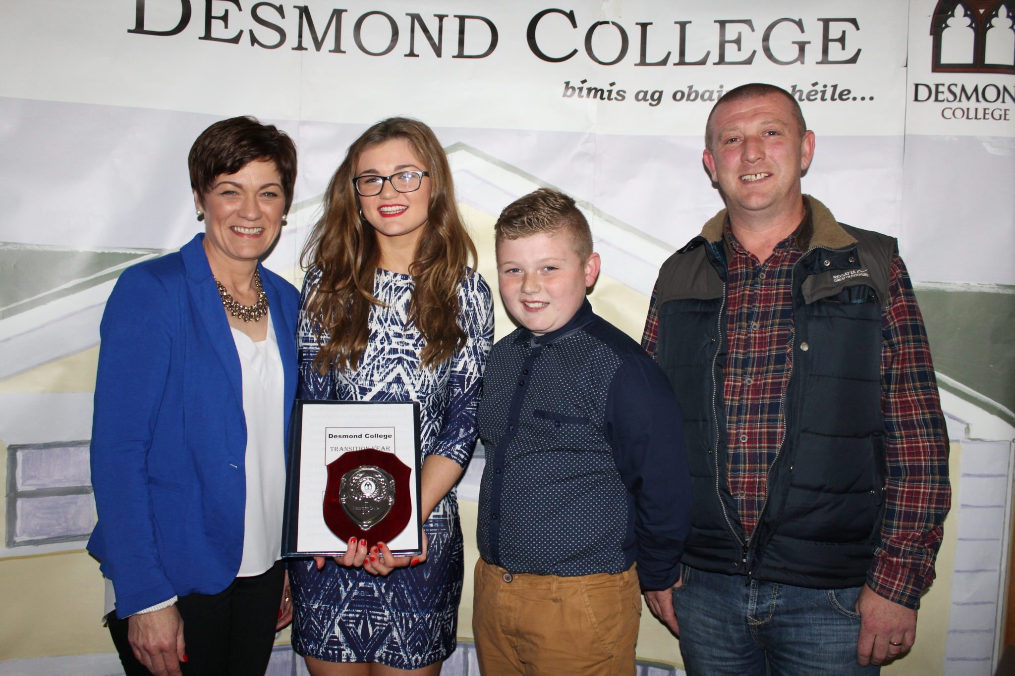 Desmond College TY Graduation 2015: Claire Mortell Community Leader Award with her Family at the TY Graduation