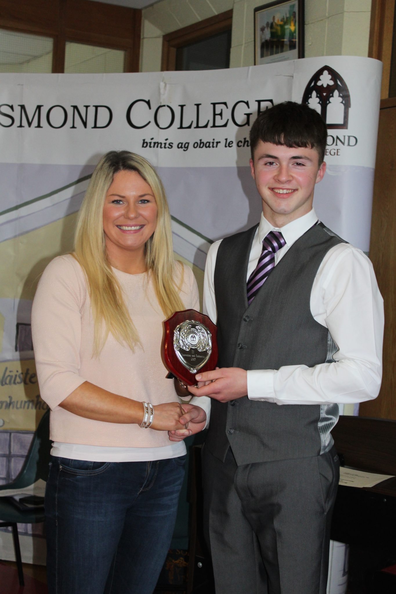 Desmond College TY Graduation 2015: Innovation and Endeavours Awards: Eoin Considine with Ms Broderick