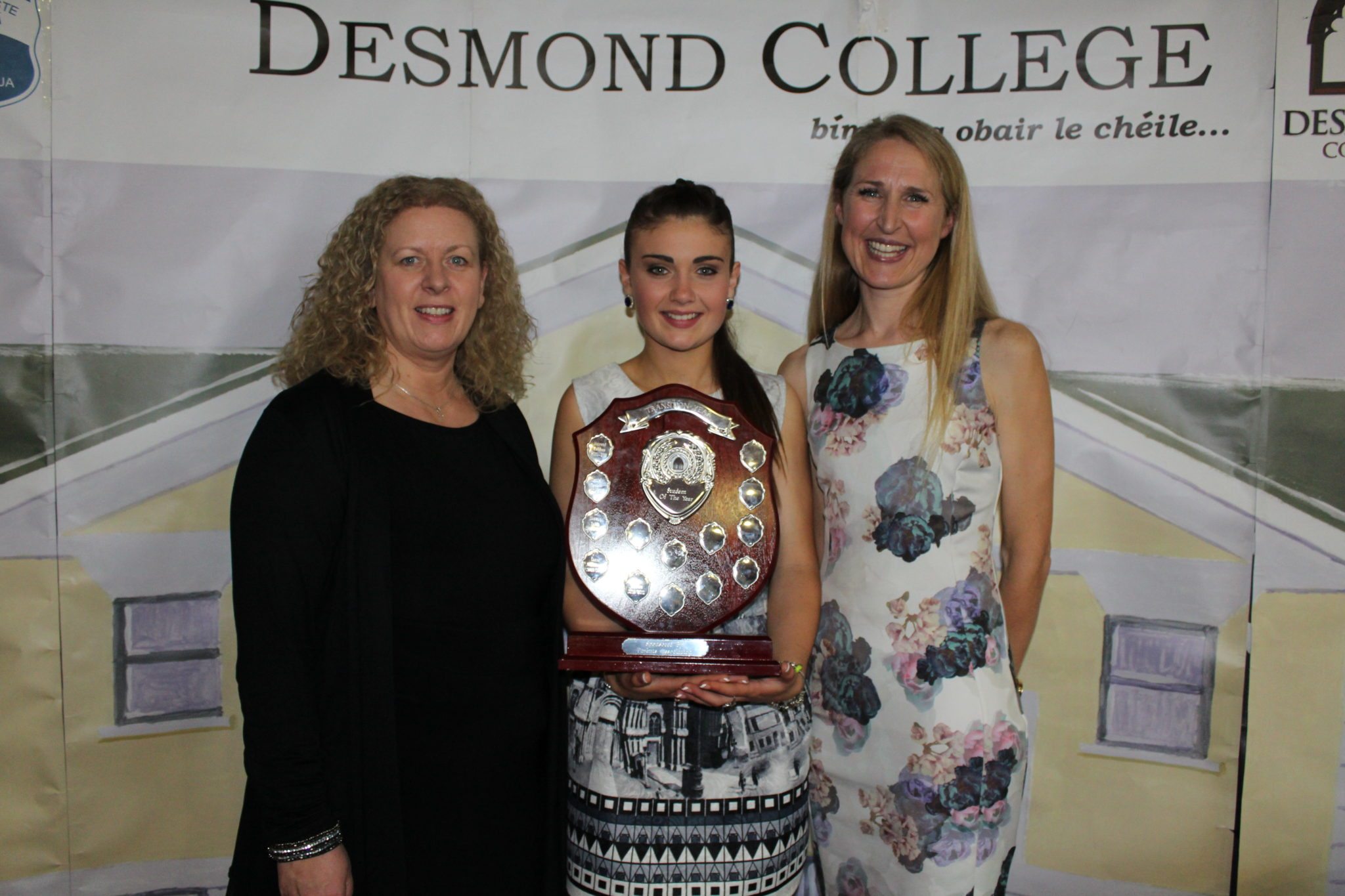 Desmond College TY Gradutation 2015: Transition Year: Student of the Year Award: Emma Herbert with Ms Gavin Barry and Ms Collins