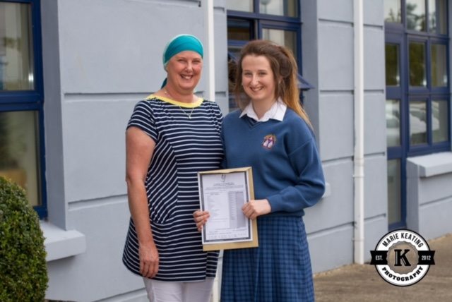 Aine Feely with her very proud mum after receiving her results