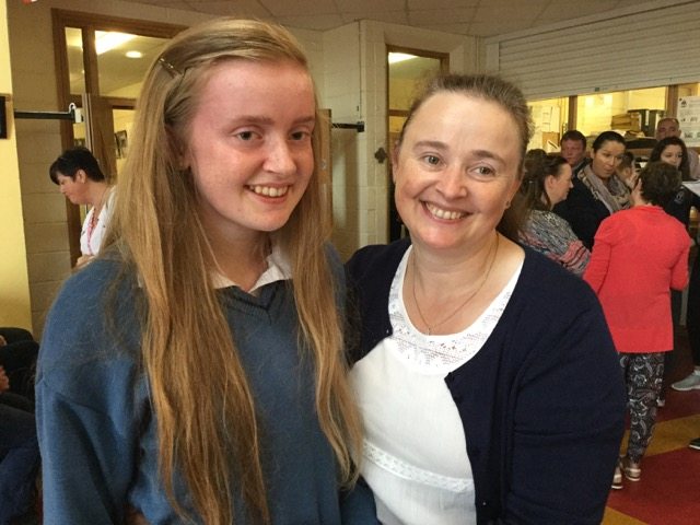 Niamh Liston pictured with her mum after receiving fantastic results.