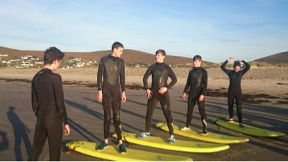 2015 October: Desmond College Students on their trip to Achill Island, learning the Fundamentals of Surfing