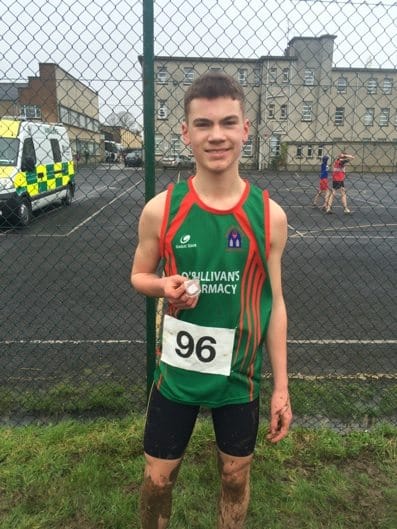 Feb 2016: Nathan Wright, Desmond College, Bronze medal winner at the North Munster Cross Country Championships.