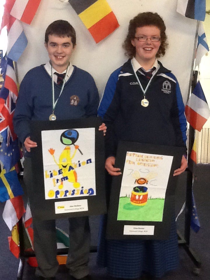 2nd March 2016: Desmond College Students Allan Wallace and Chloe O'Riordan, 2nd year students, who won in the Limerick Fair Trade Poster Competition