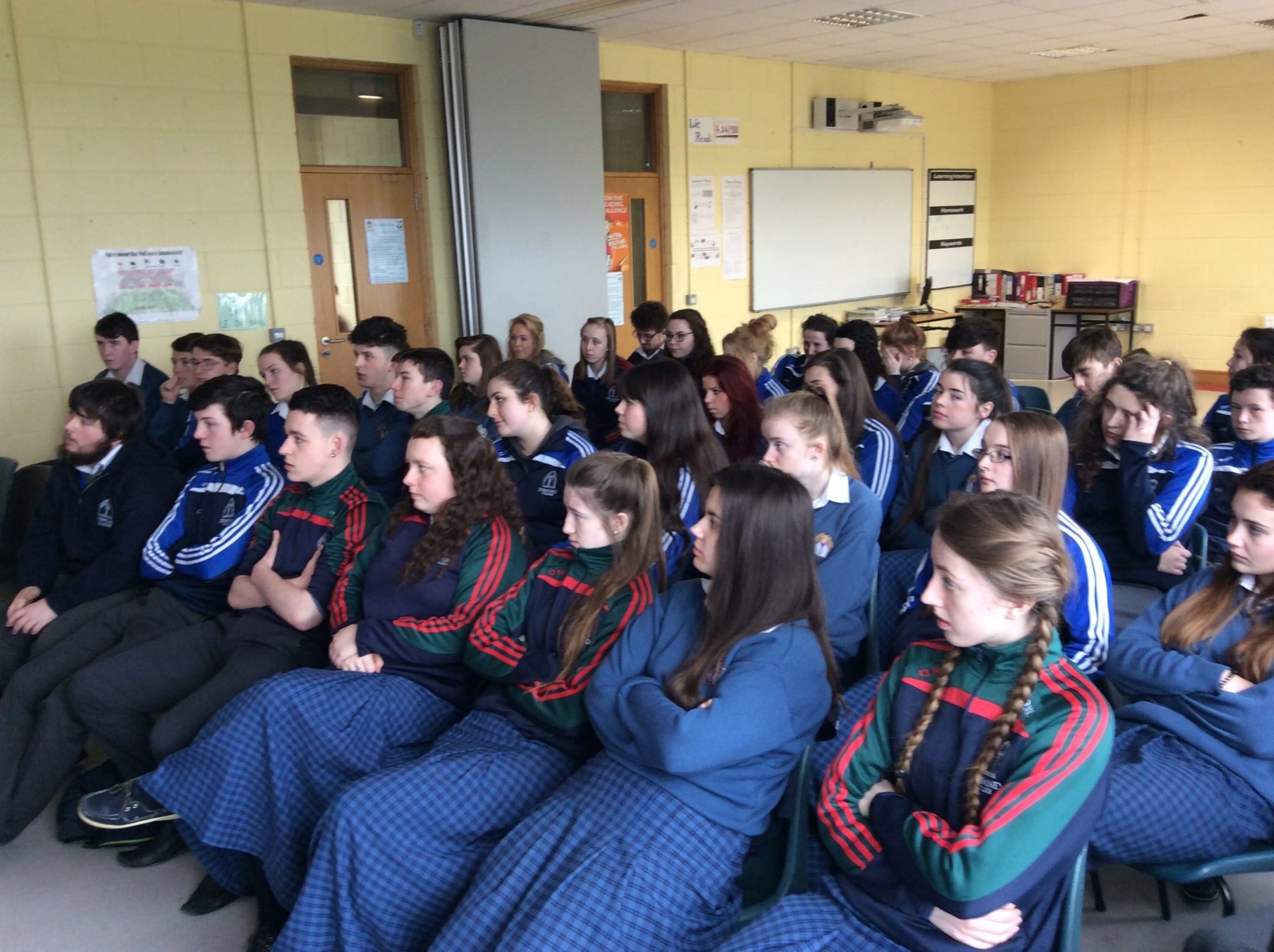 March 2016: Fifth years enjoying the Irish language workshop during Seachtain na Gaeilge