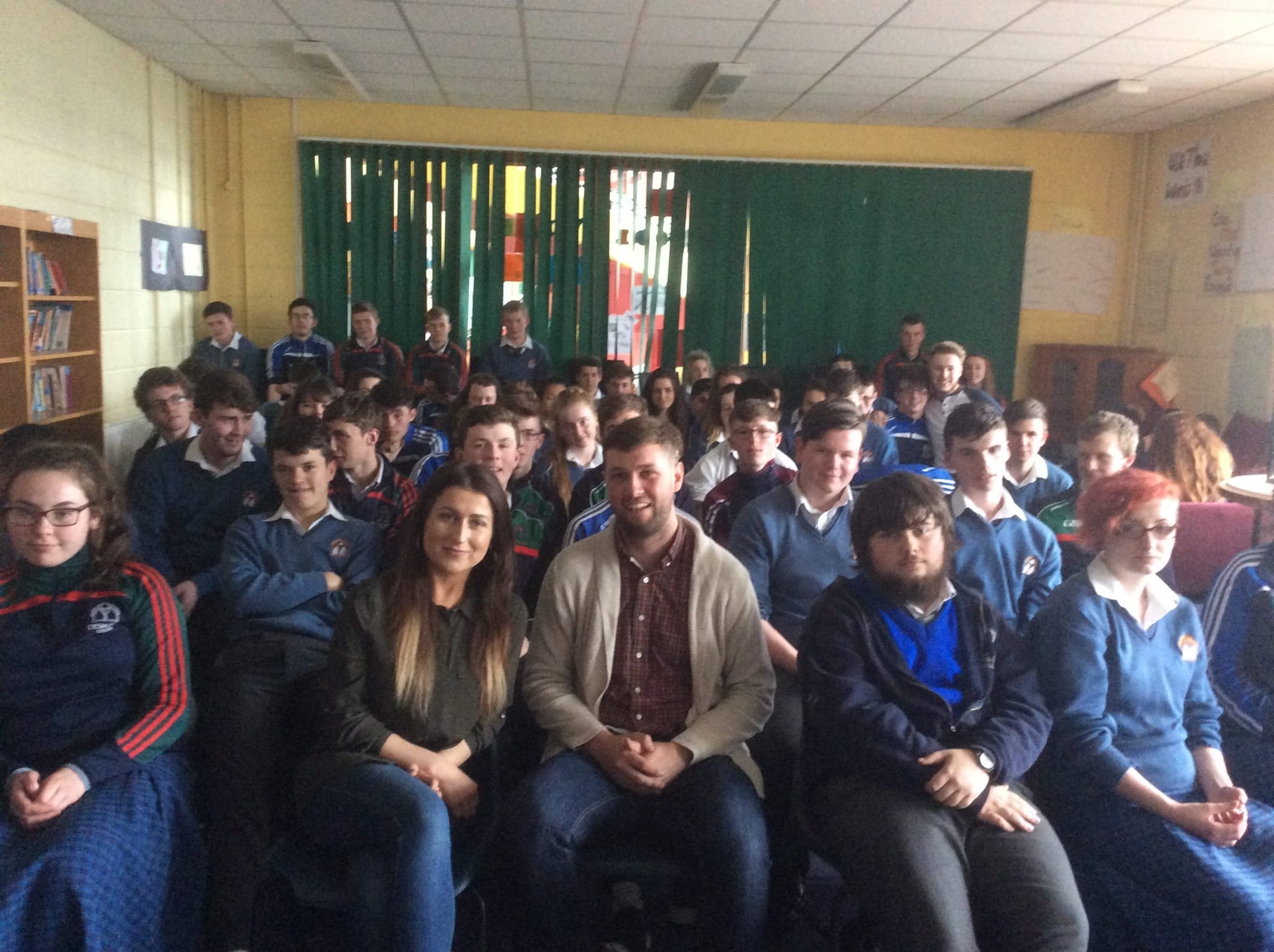 25th May 2016: Desmond College 5th year students listening to a talk about mental health from  Caolan (UL student welfare officer) and Claire.
