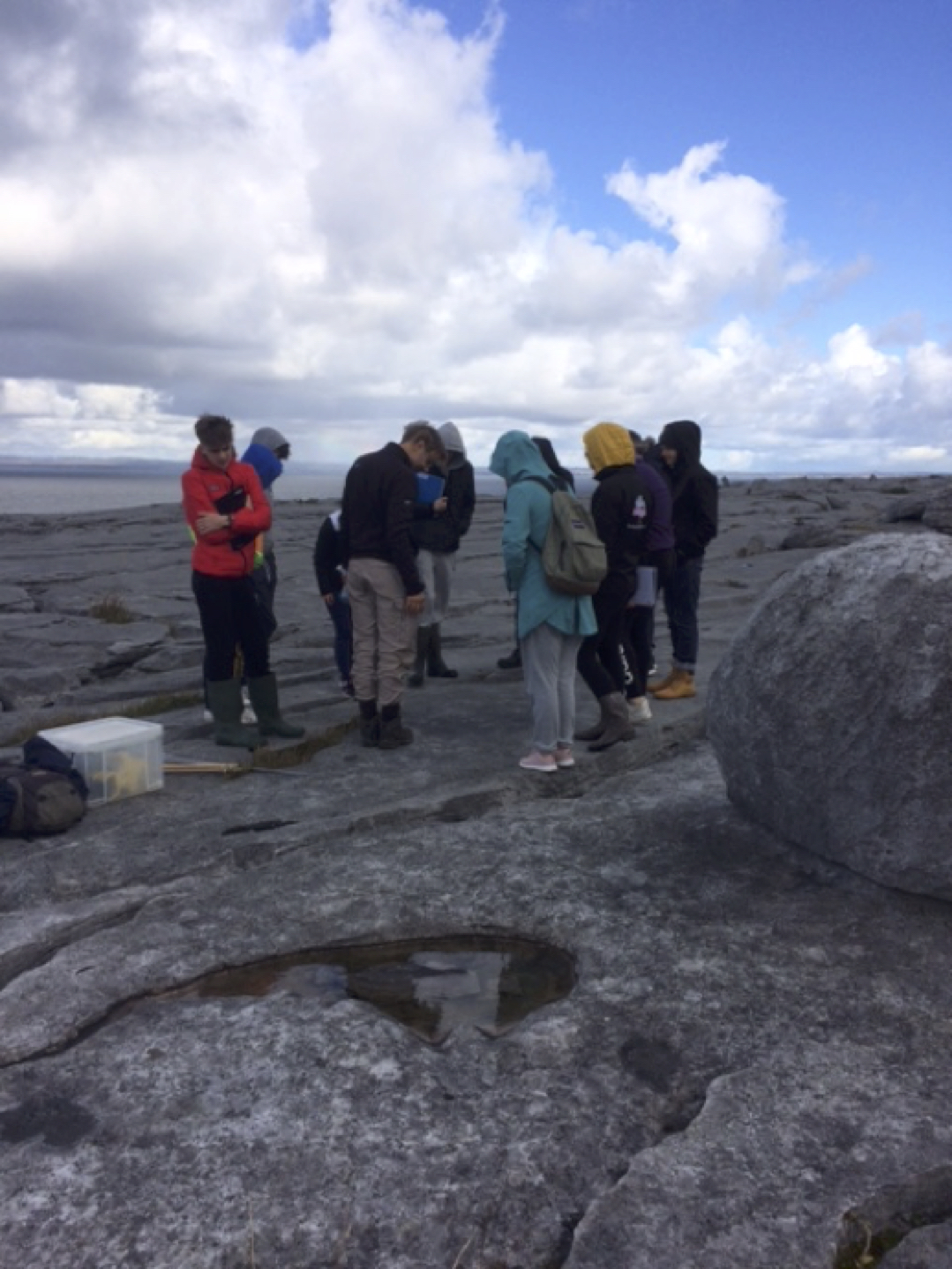 Sept 2017: Desmond College Leaving Certificate Geography students analysing the bedrock in the Burren