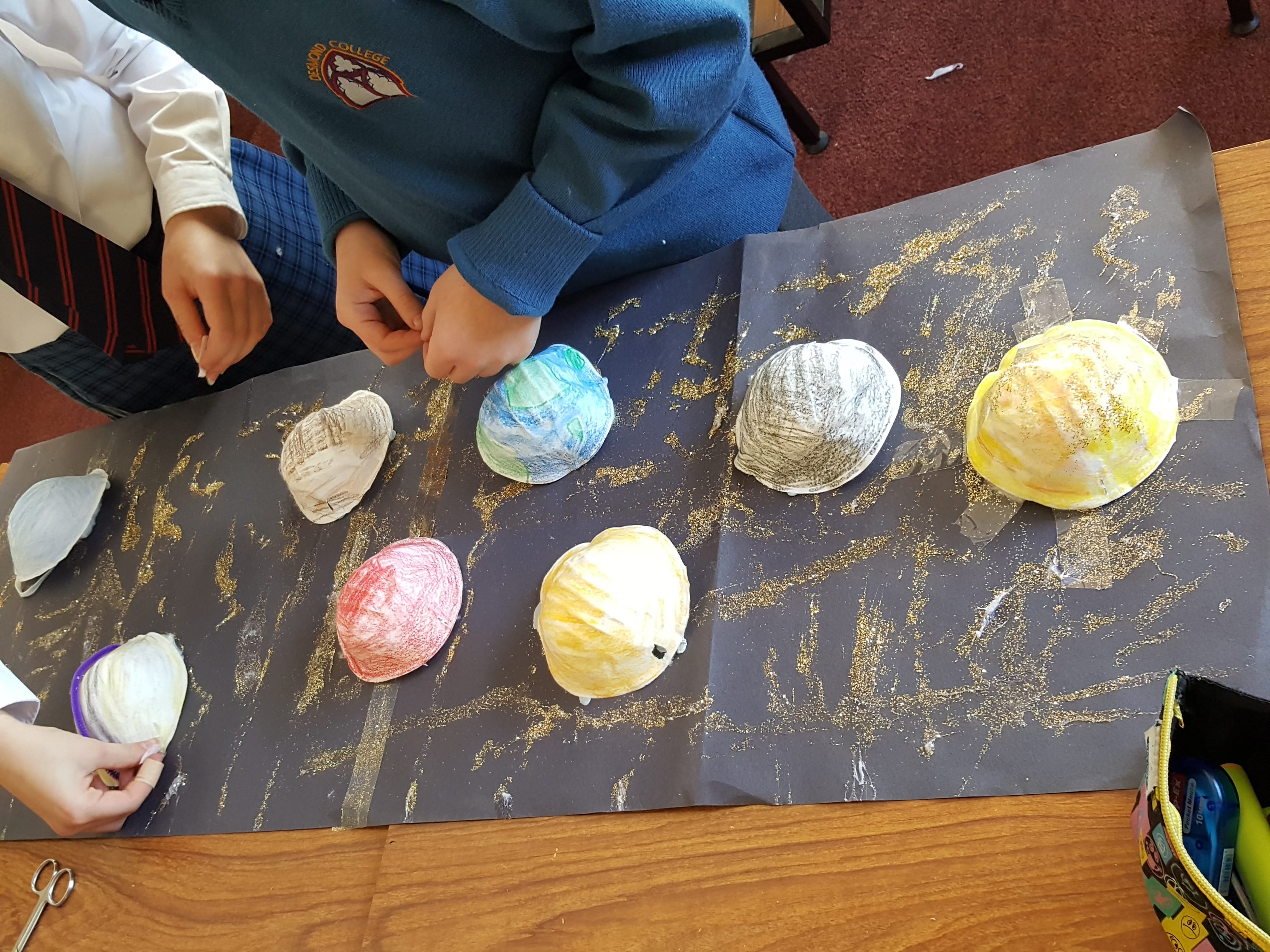 First Year Students working on their models of the solar system
