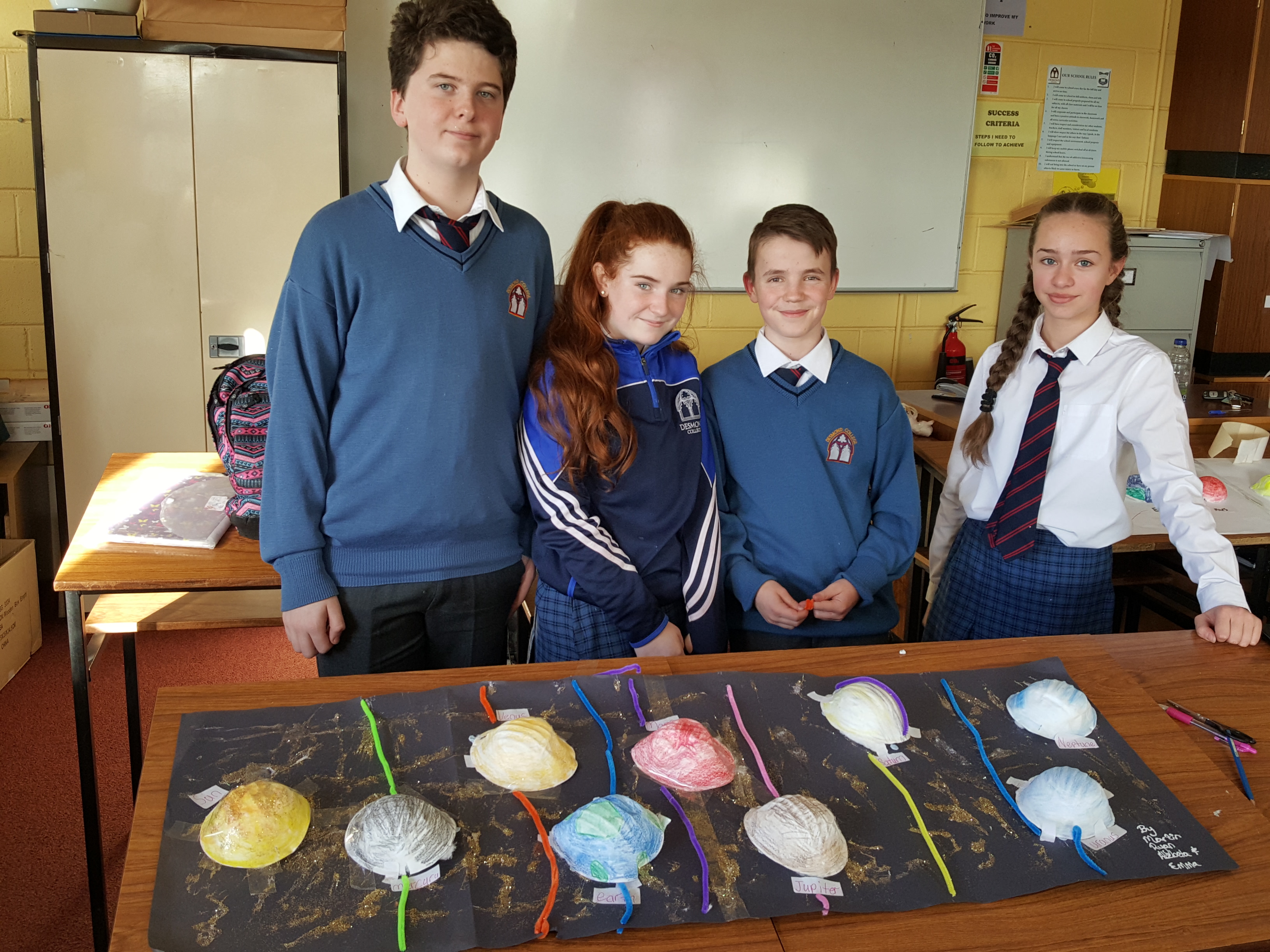 Martin Campbell, Emma O Shea, Ryan Moloney and Alzbeta Barisova making their Milky Way models