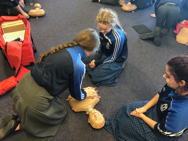 Dec 2018: Transition Year students practicing the technique of CPR