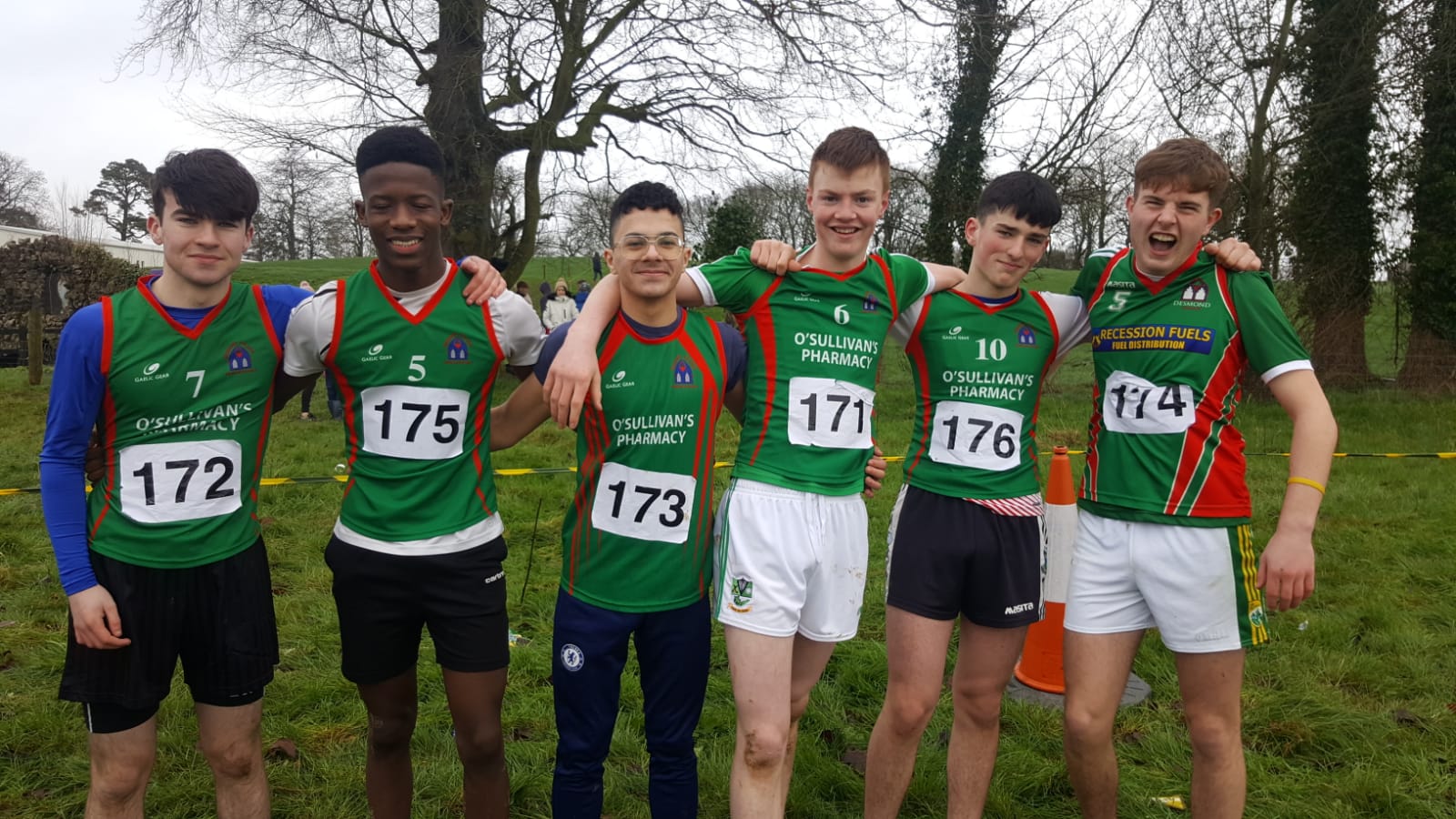 Billy Cunningham, Andy O'Doherty, Joao Da Silva, Diarmuid O'Flynn, David O'Brien and Danny Moriarty who participated in the North Munster Cross Country