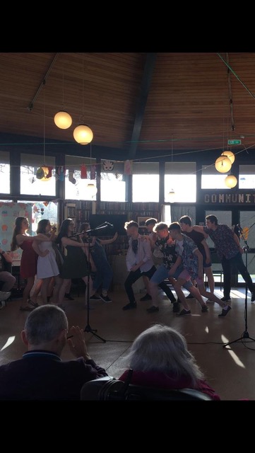 Some of the cast of 'Mamma Mia' performing in the Brothers of Charity Bawnmore