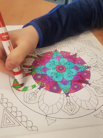Students from Rang Grandin enjoying their therapeutic colouring as part of wellbeing Wednesday