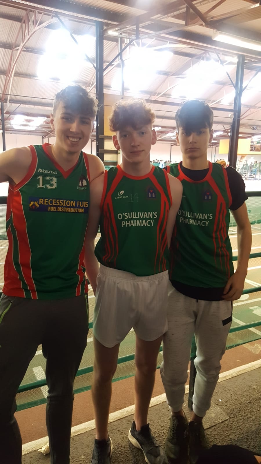 Tiernan Mason, Jordan Ahern and Konrad Papierowski at the Munster Athletic School Games 2019