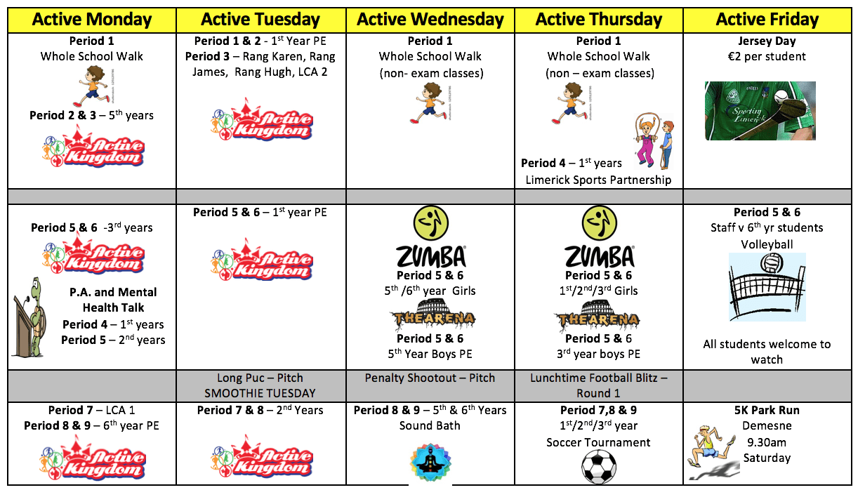 Desmond College Active School Week 29th April 3rd May 2019