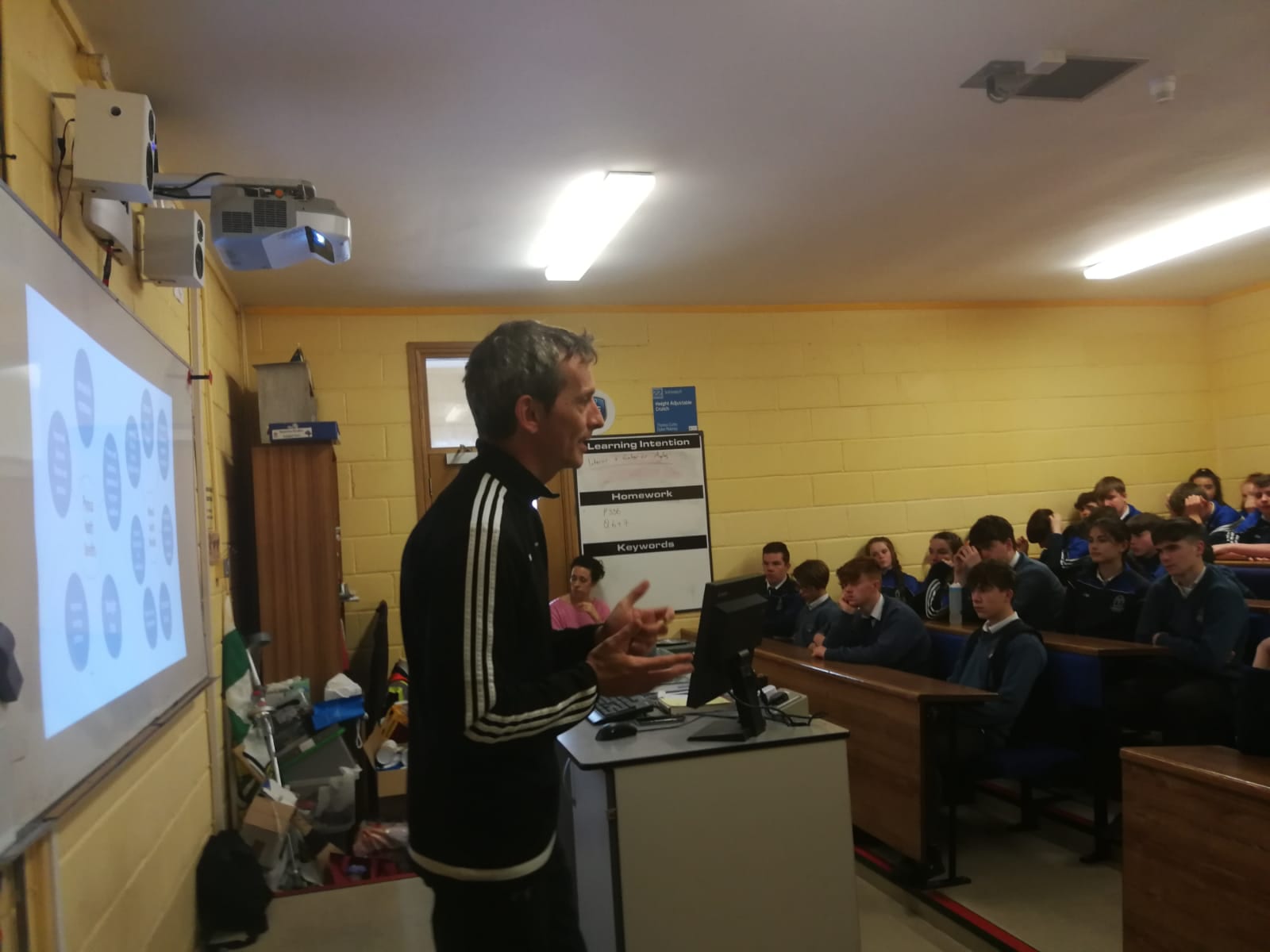 Liam Cantwell from Limerick Sports Partnership giving a talk to second years about the importance of exercise for our mental wellbeing