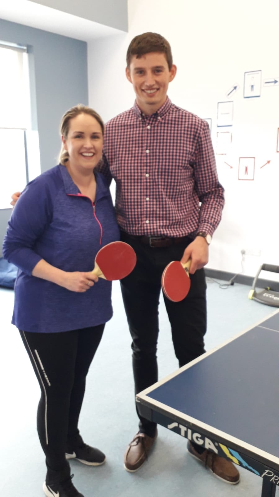 No hard feelings for Ms Creed after she was narrowly defeated by Mr Hegarty in the table tennis final